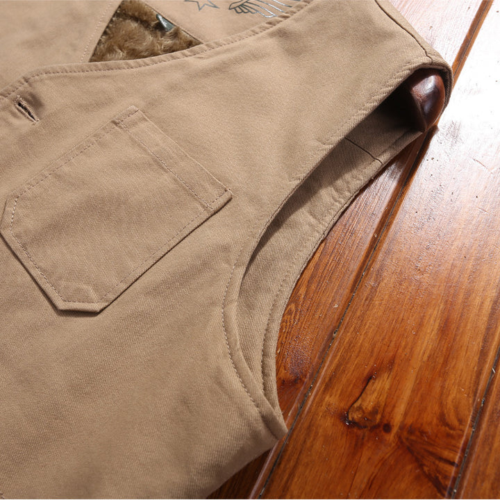 Herren wattierte Canvas‑Weste mit wärmender Teddyfutter‑Innenlage und praktischen Taschen Drune