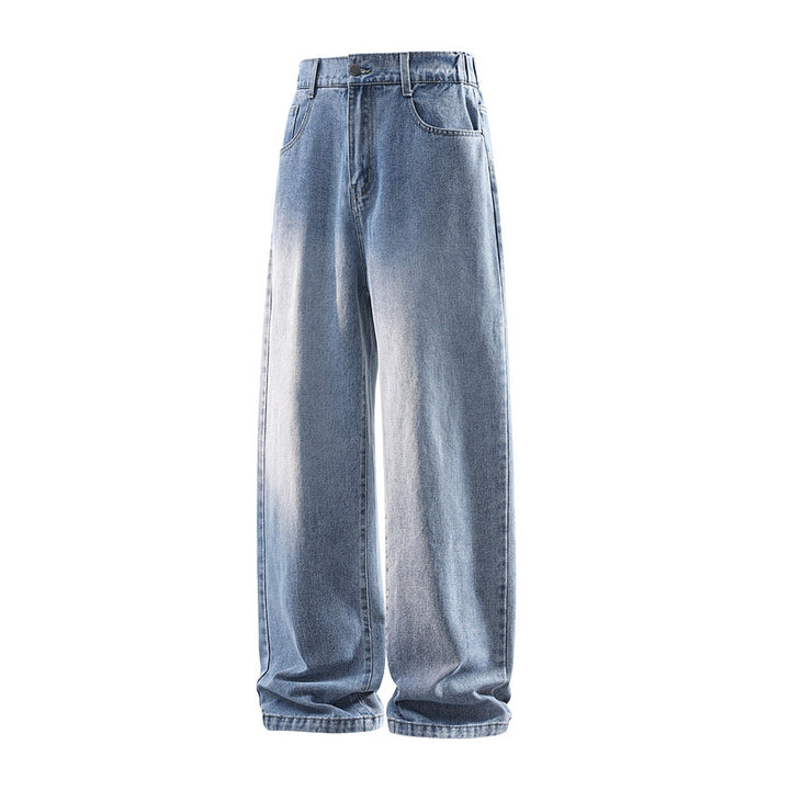 Damen Weite High‑Waist Baggy‑Jeans mit elastischem Bund und Used‑Look Drune