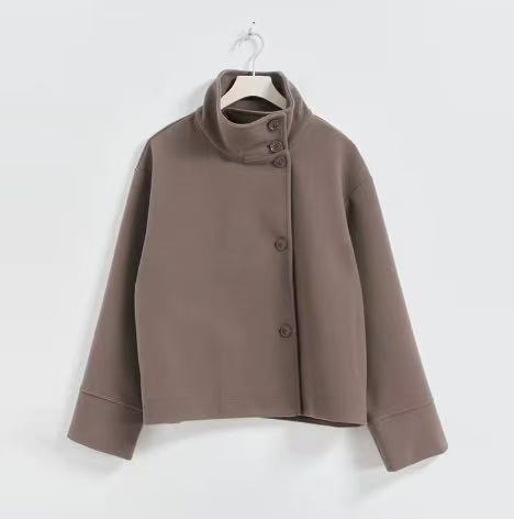 Damen moderne und praktische Kurzjacke mit hochschließendem Kragen Drune