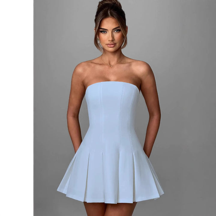 Damen Bandeau-Hochzeitskleid mit voluminösem Rock und figurschmeichelndem Schnitt Drune