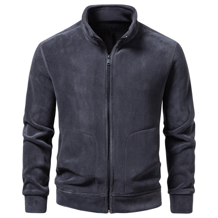 Herren Slim-Fit Fleecejacke mit Stehkragen, durchgehendem Reißverschluss und Eingrifftaschen Drune