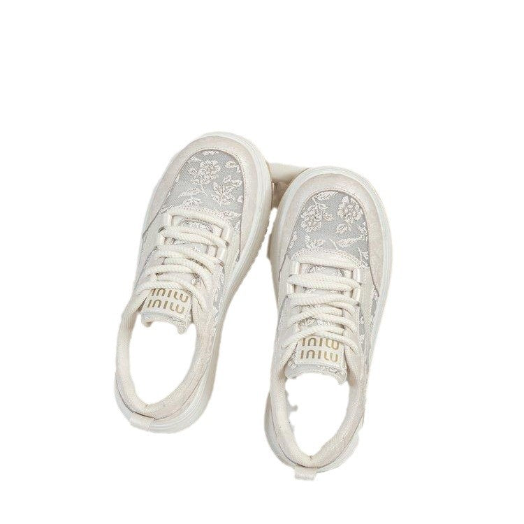 Damen Sneakers mit filigranem Blumenmotiv und gepolsterter Sohle Drune