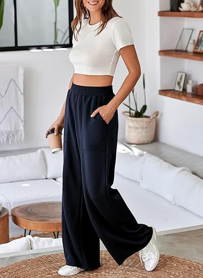 Damen Weite Jersey-Hose mit elastischem Bund und praktischen Taschen Drune
