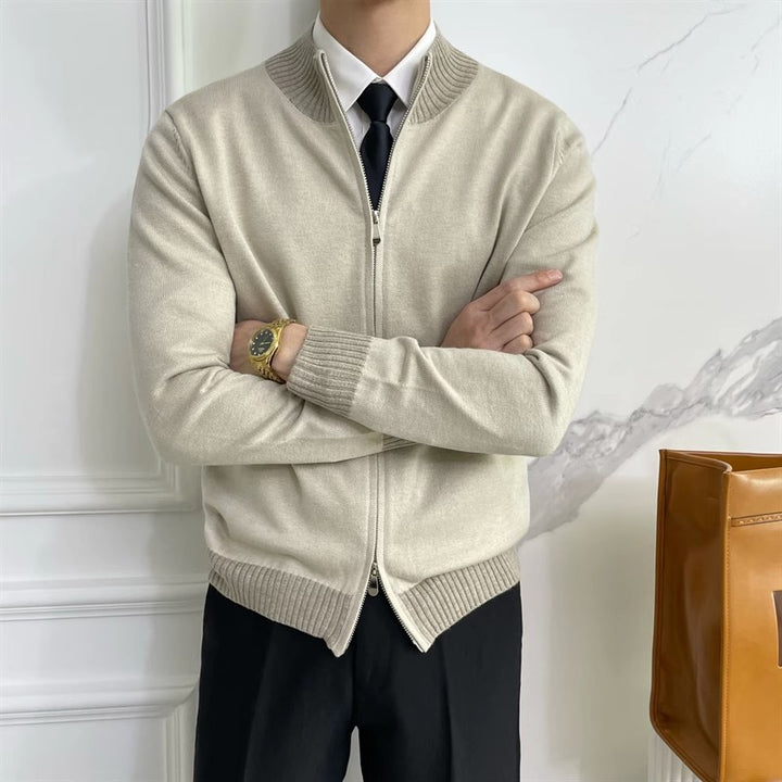 Herren Elegante Strickjacke mit Stehkragen und Reißverschluss Drune