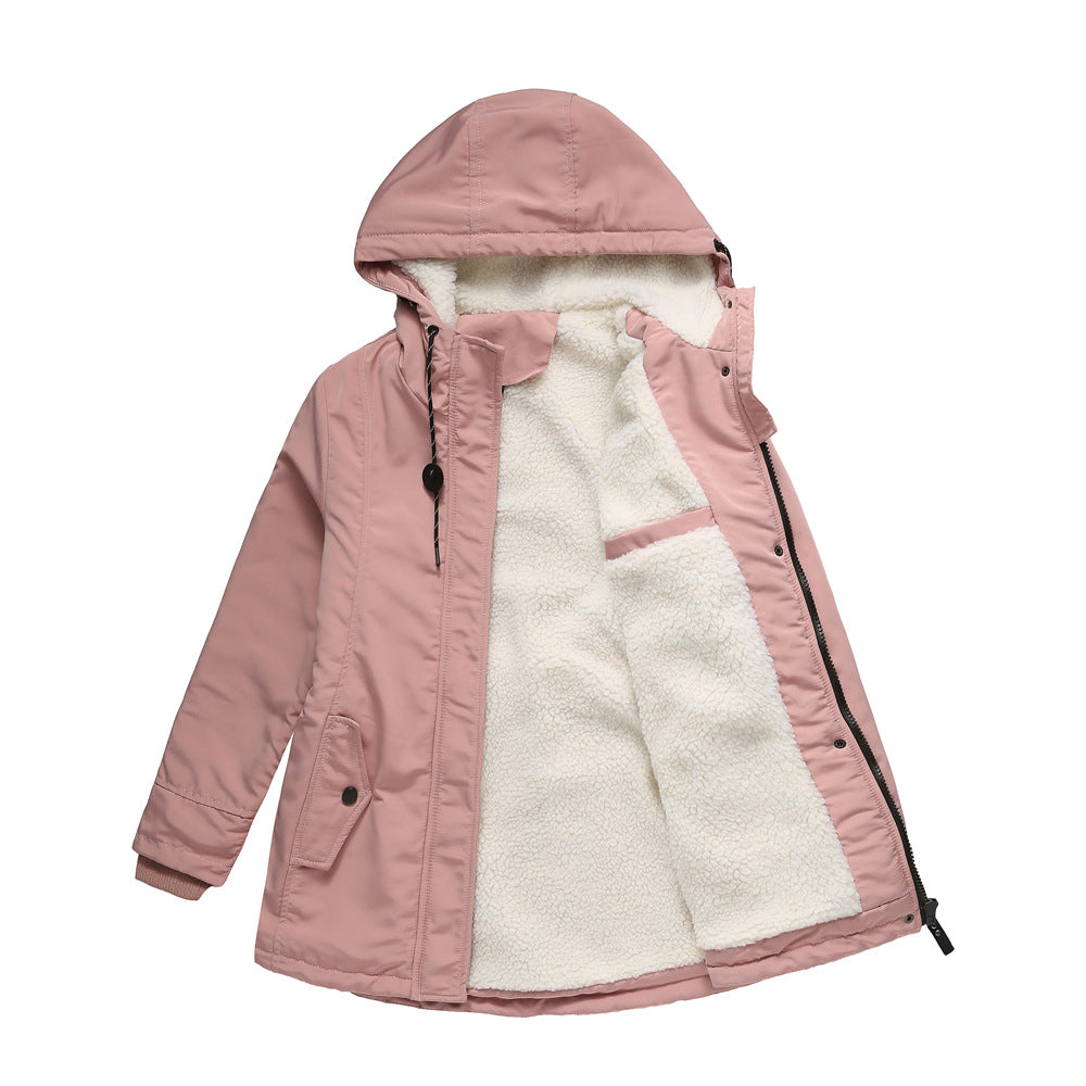 Damen nan gefütterte Winterparka mit Teddyfleece Innenfutter und Kapuze Drune