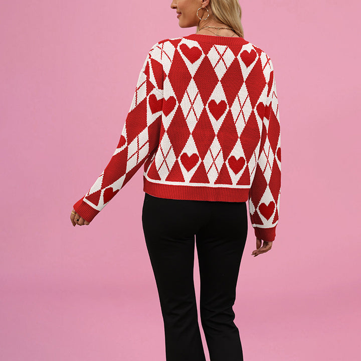 Damen Strickjacke im verspielten Herzdesign mit Knopfleiste Drune