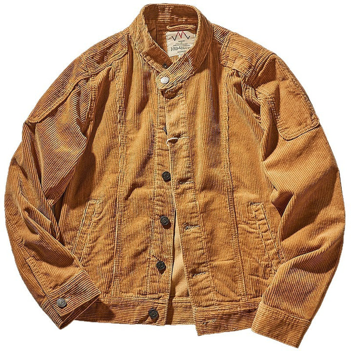Herren Modische Kordjacke mit Stehkragen Drune