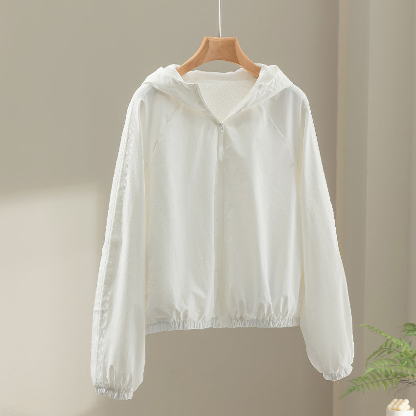 Damen Leichte Kapuzenjacke mit Kurzreißverschluss, Raglanärmeln und elastischem Saum Drune