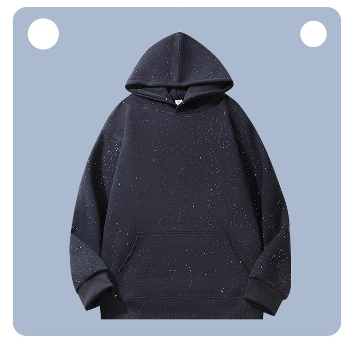 Unisex Oversize-Kapuzenpullover aus French-Terry mit Kängurutasche & dezenter Sprenkeloptik Drune