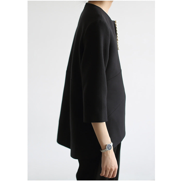 Damen Elegante Bluse mit Perlendetails Drune