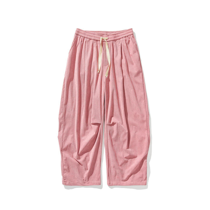 Herren Weit geschnittene Cordhose mit Bundfalten, Tunnelzug und lässiger Baggy‑Silhouette Drune