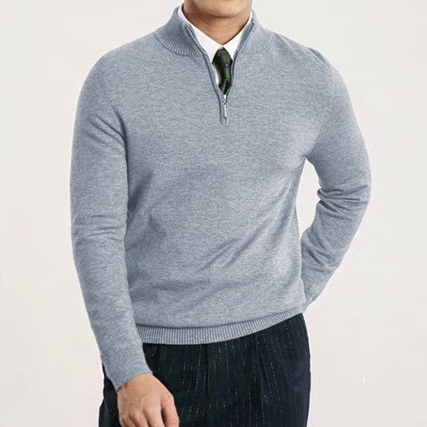 Herren Eleganter Pullover mit Stehkragen und Reißverschluss Drune