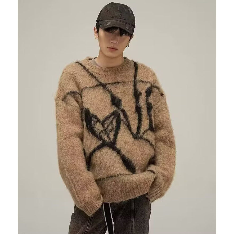 Herren Modischer Oversized Pullover mit einzigartigem Muster Drune