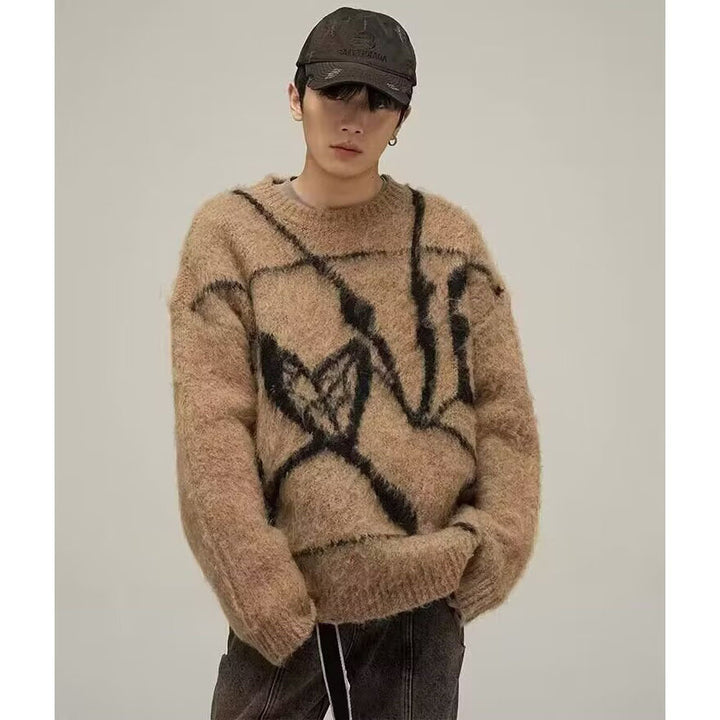 Herren Modischer Oversized Pullover mit einzigartigem Muster Drune