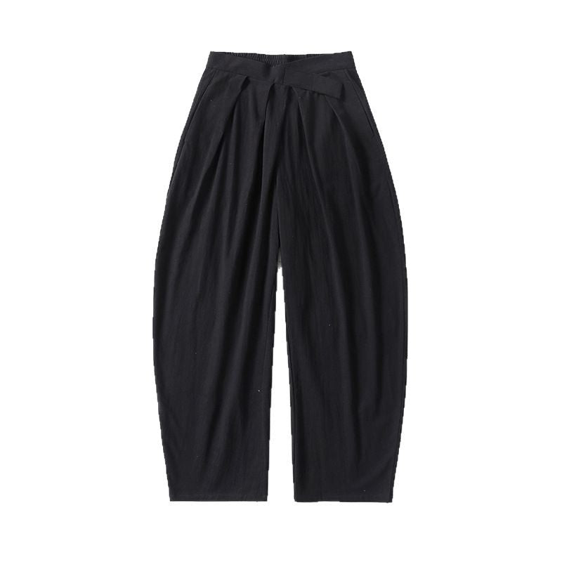 Damen Elegante Bundfalten-Hose mit ballonförmigem Bein und elastischem Taillenbund Drune