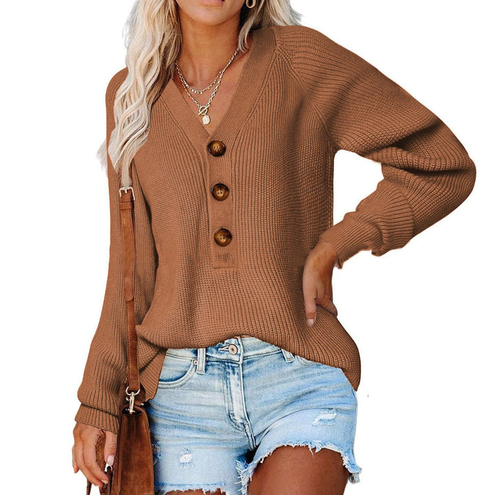 Damen Strickpullover mit knopfseitlicher Detailverzierung und weitem Schnitt Drune
