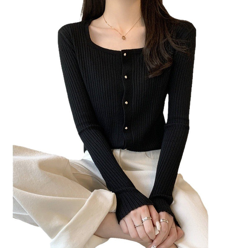 Damen Langarm-Cardigan mit Rundhalsausschnitt und strukturiertem Rippenmuster Drune