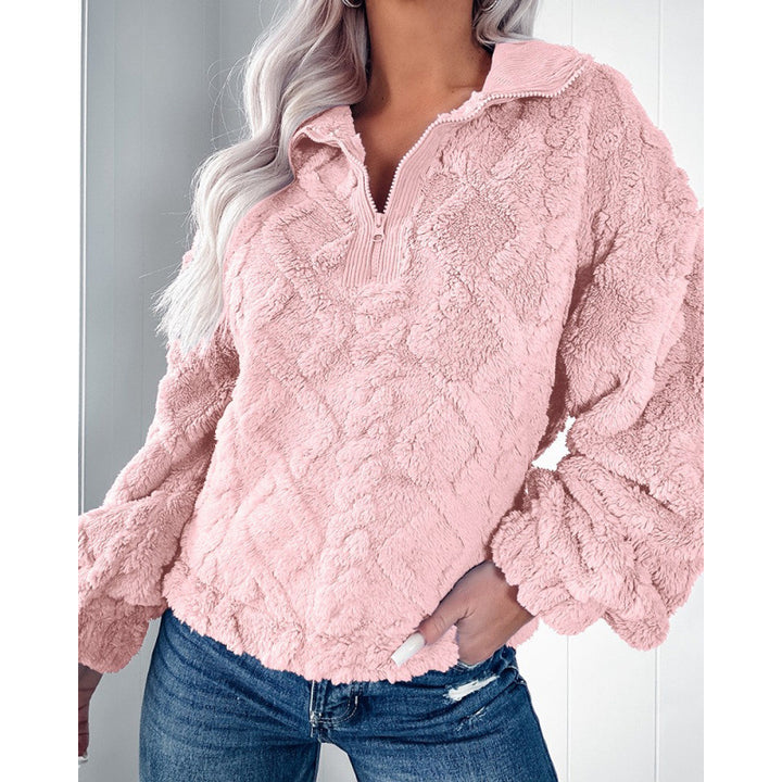 Damen Fleece-Pullover mit halbem Reißverschluss und strukturiertem Design Drune