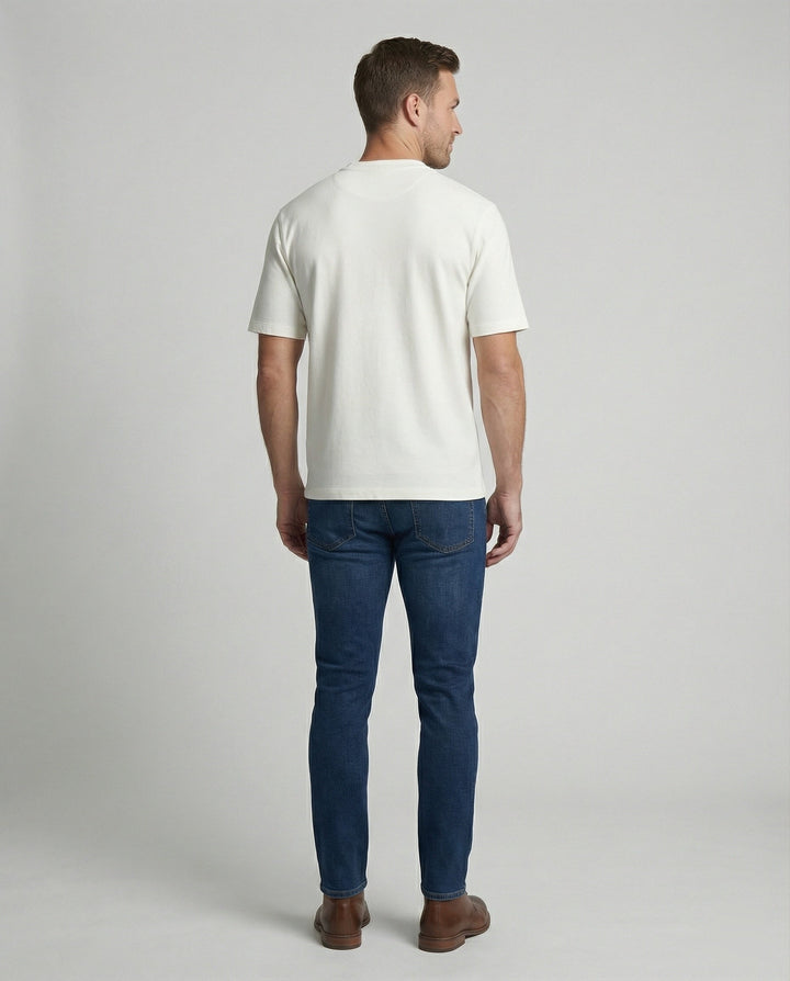 Lässiges Herren Henley T-Shirt aus Roma-Stoff Loose Fit Kurzarm Shirt
