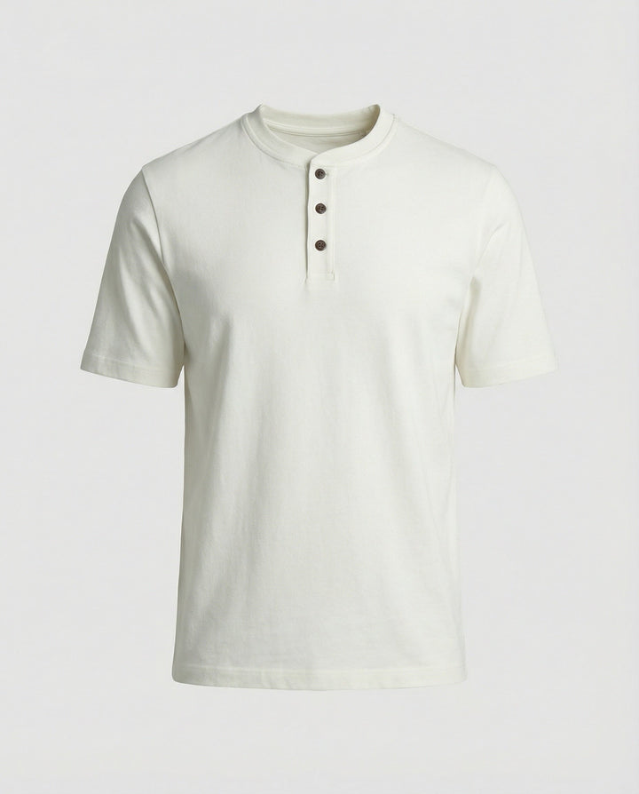 Lässiges Herren Henley T-Shirt aus Roma-Stoff Loose Fit Kurzarm Shirt