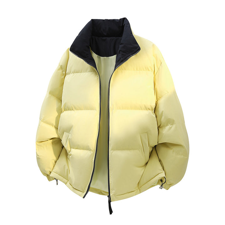 Unisex Oversize-Steppjacke mit hohem Kragen, zweifarbiger Innenfütterung & verstellbarem Saum Drune