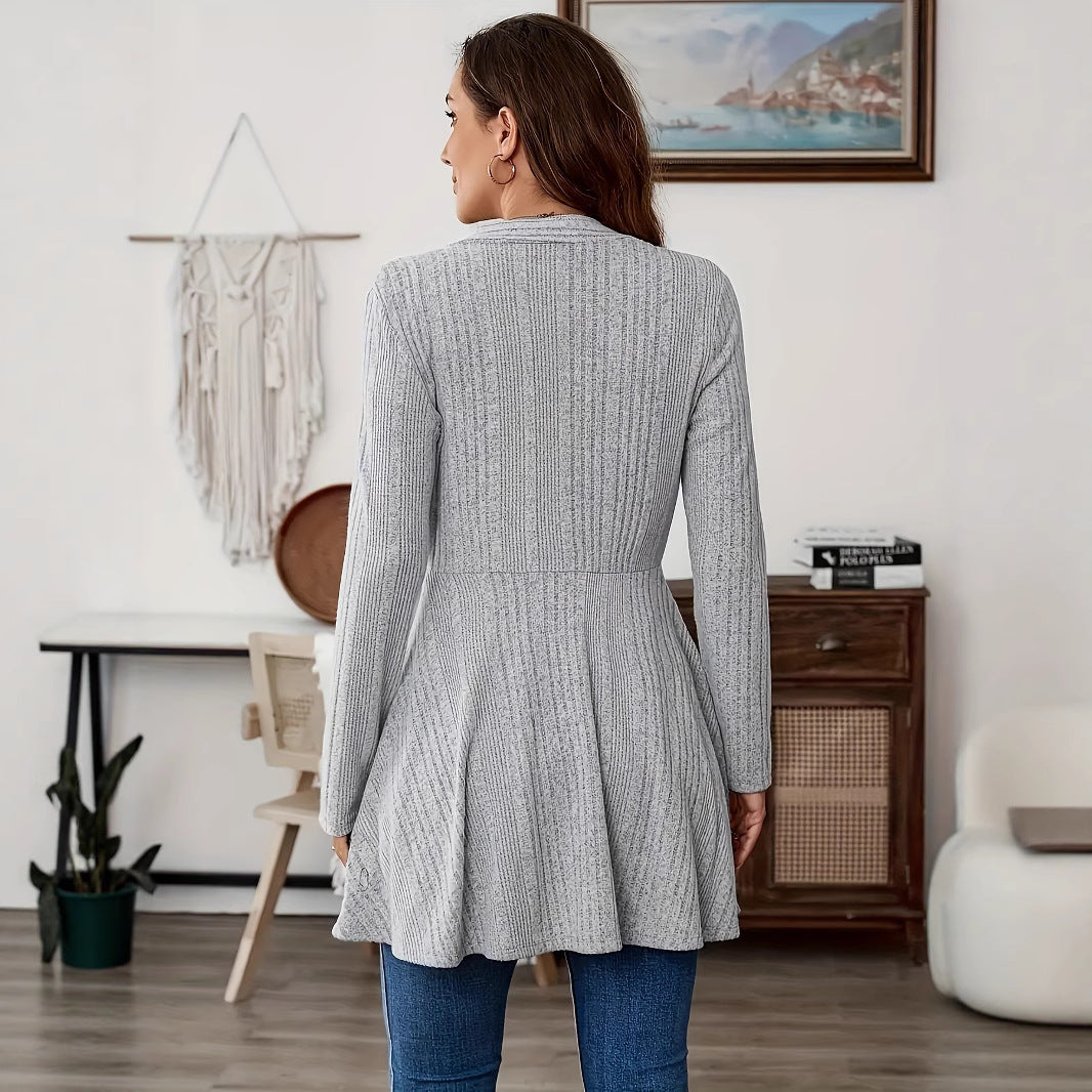 Damen Lange Strickjacke mit schwingendem Saum Drune