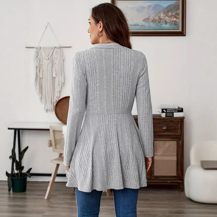 Damen Lange Strickjacke mit schwingendem Saum Drune