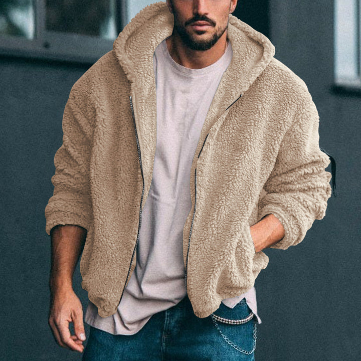Herren Kapuzenjacke aus kuscheligem Plüschstoff Drune