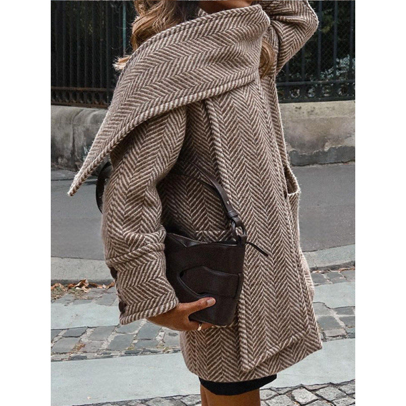 Damen elegante Übergangsjacke mit modernem Kragen und Taschen Drune