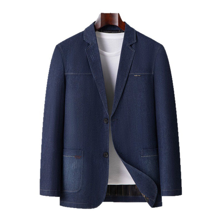 Herren Casual Denim-Blazer mit aufgesetzten Taschen und leichtem Stretch Drune