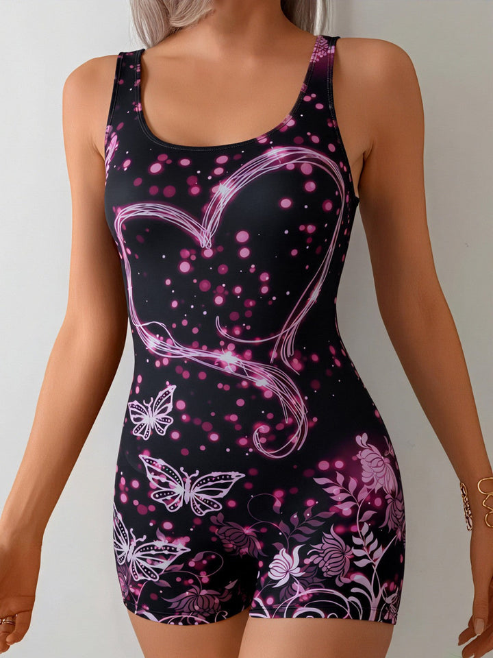 Damen Sportlicher Schwimmanzug mit modernem Druck Drune