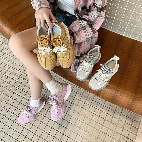 Damen Chunky Sneaker mit rutschfester Sohle und atmungsaktivem Obermaterial Drune