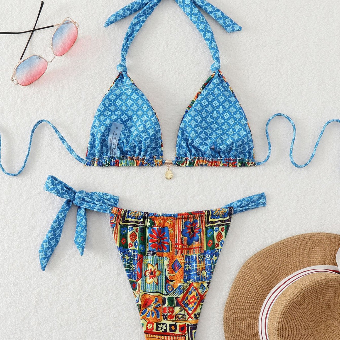 Damen Triangel-Bikini mit verspieltem Mustermix Drune