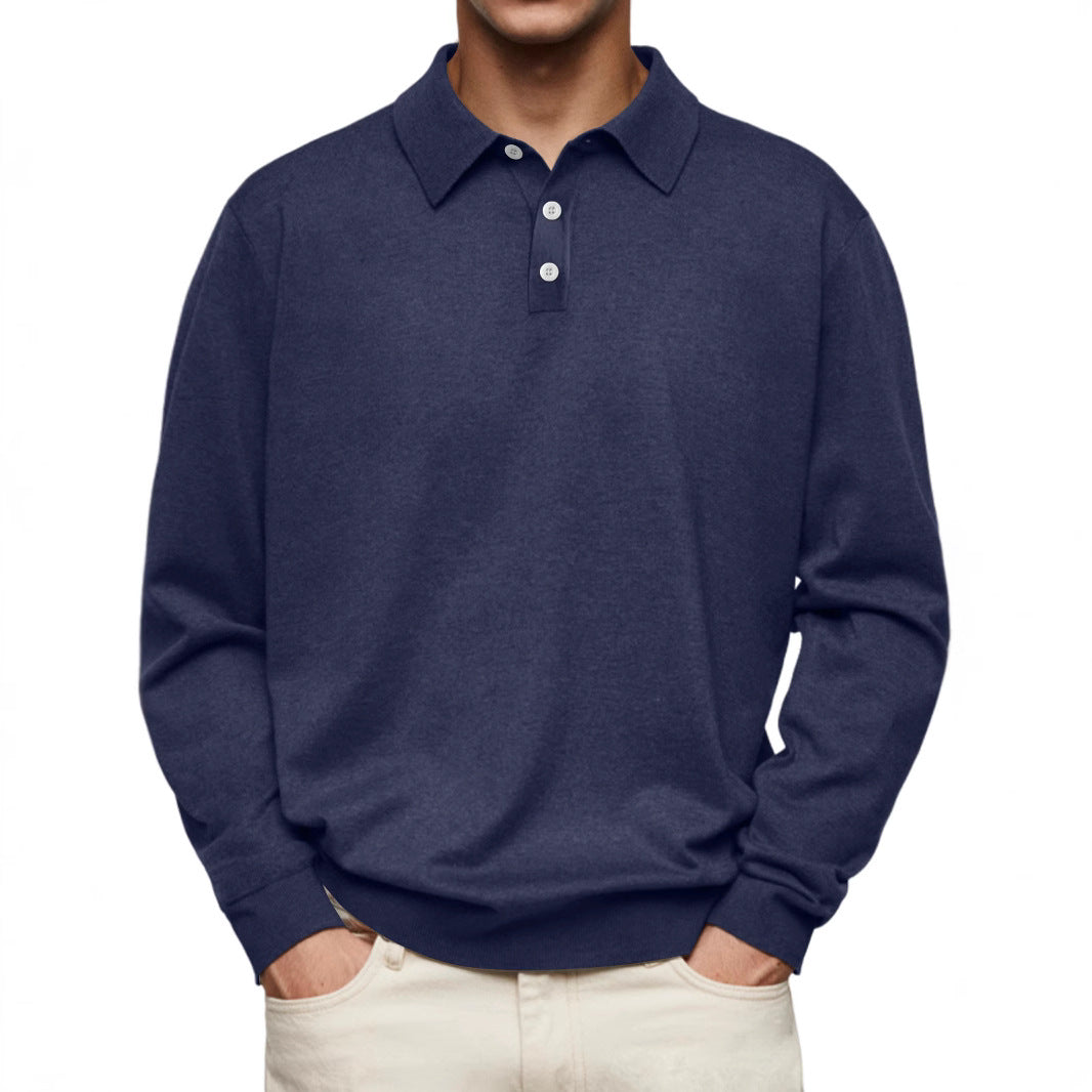 Drune | Poloshirt Relaxed Fit Lange Ärmel Weiches Strickmaterial Atmungsaktiver Stoff