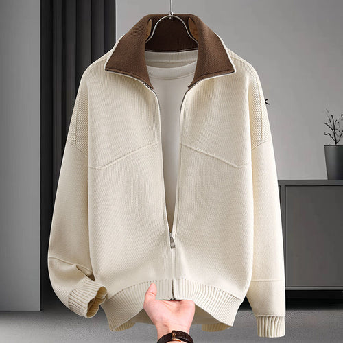 Herren Stylische Sweatjacke mit hohem Kragen Drune