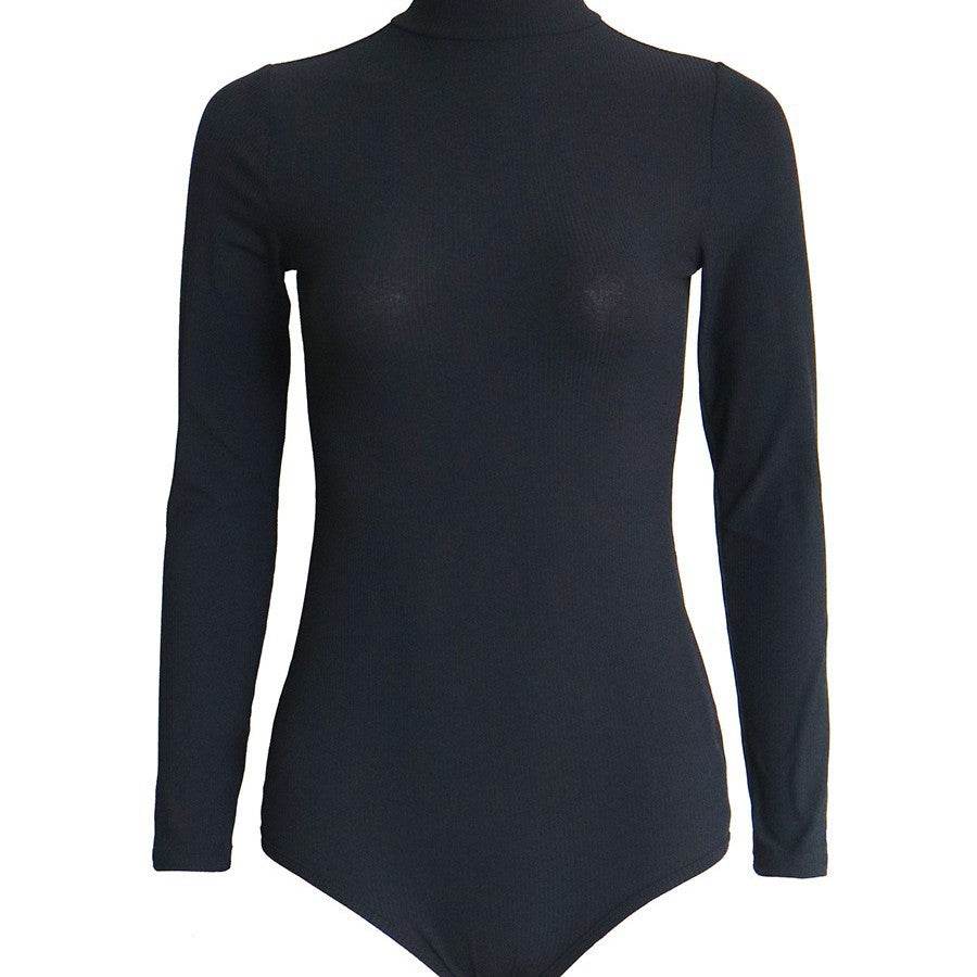 Damen figurbetontes Langarm-Bodysuit mit Rollkragen Drune