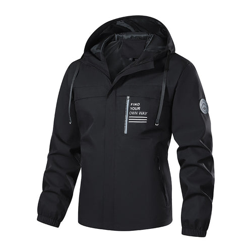 Herren Softshell-Outdoorjacke mit Kapuze, wasserabweisend und Brust-Reißverschlusstasche Drune