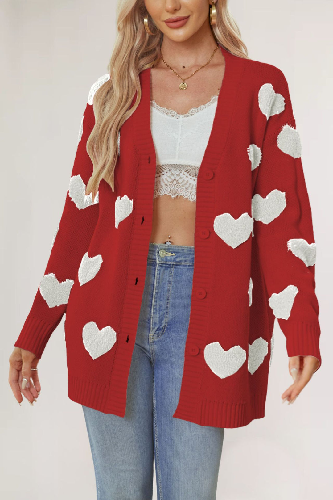 Damen Strickjacke mit Herzen Drune