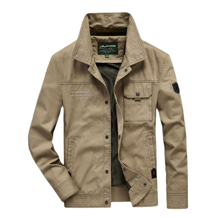 Herren Urbaner Canvas-Utility-Blouson mit Stehkragen, Mesh‑Fütterung und Brustpattentasche Drune