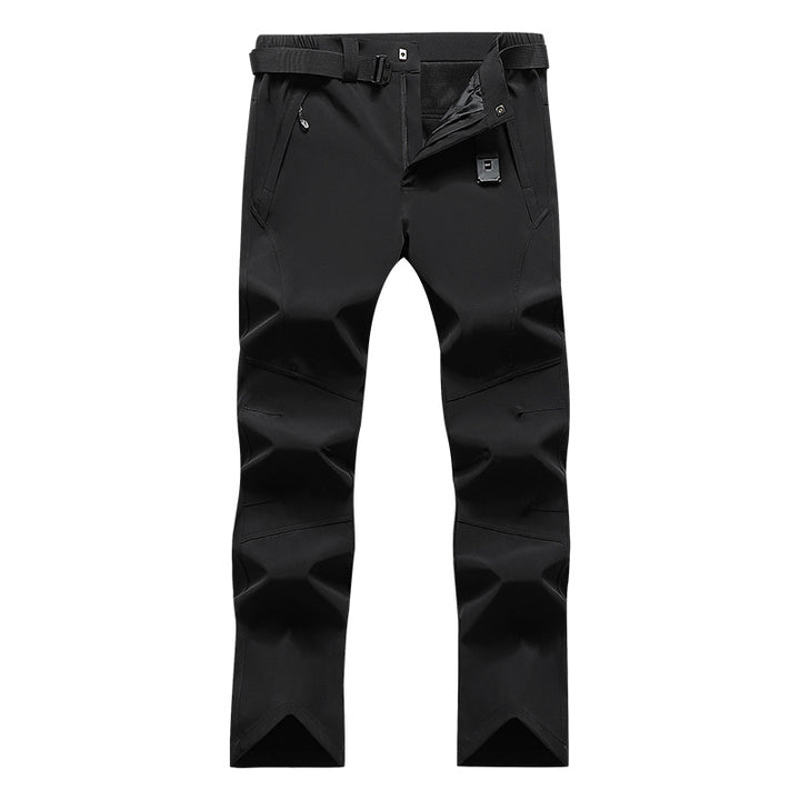 Herren Softshell-Funktionshose mit Knievorformung, verstellbarem Bund und integrierter Gürtelöse Drune