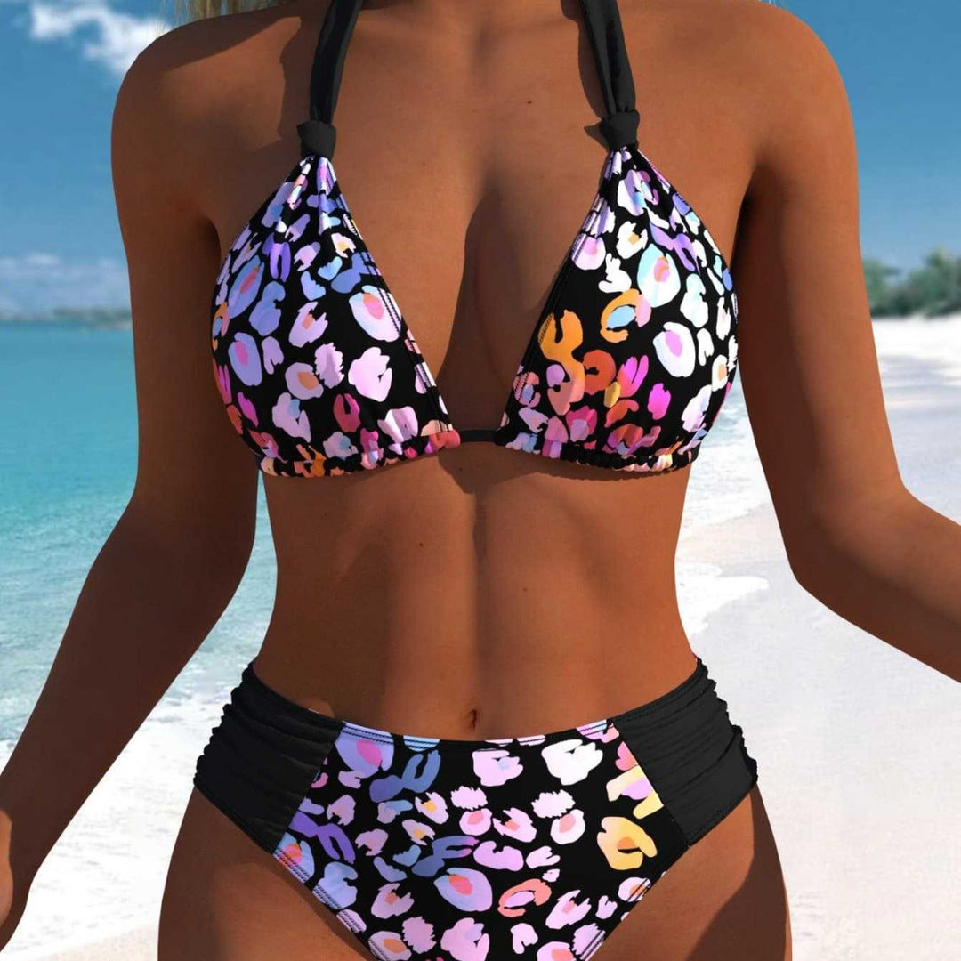 Damen Wickel-Bikini-Set mit floralem Design und hohem Bund Drune