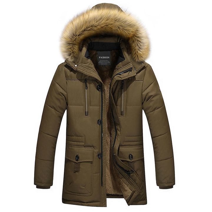 Herren Langparka mit abnehmbarer Kunstfellblende, doppelter Frontleiste und Teddyfleece-Innenfutter Drune