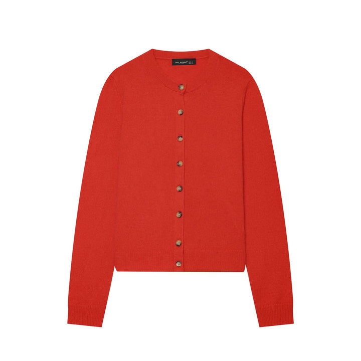 Damen Feinstrick-Cardigan im Cropped-Schnitt mit Rundhalsausschnitt und Holzknopfleiste Drune