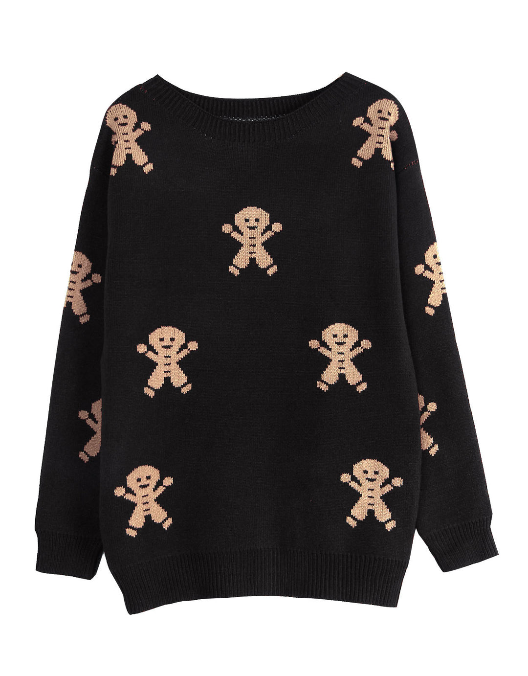 Damen Strickpullover mit festlichem Lebkuchenmotiv und weitem Schnitt Drune