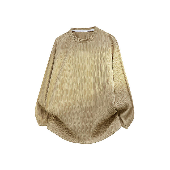 Unisex Oversize Strukturierter Rundhals-Pullover mit Ballonärmeln und abgerundetem Saum Drune