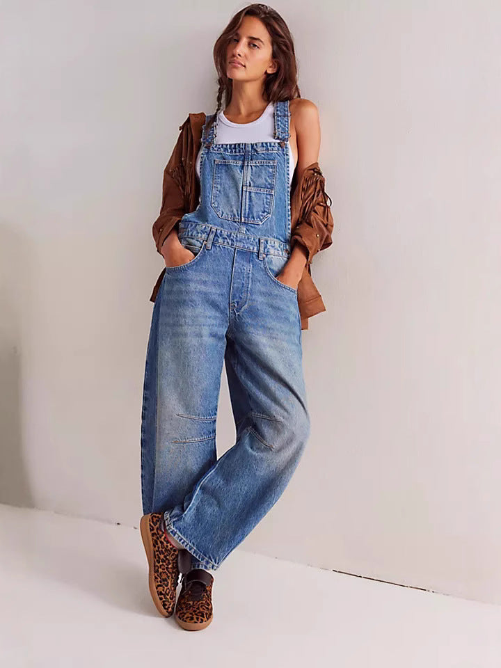 Damen Latzhose im lässigen Oversized-Stil mit praktischen Taschen und modischen Akzenten Drune