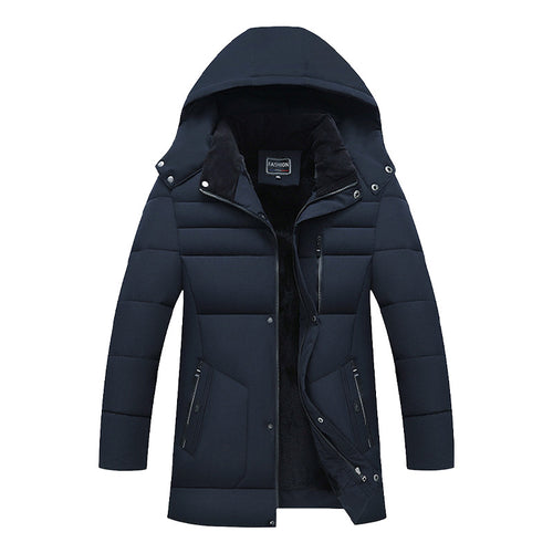 Herren Wattierte Parka-Jacke mit Kapuze, Teddyfutter & winddichter Isolierung Drune