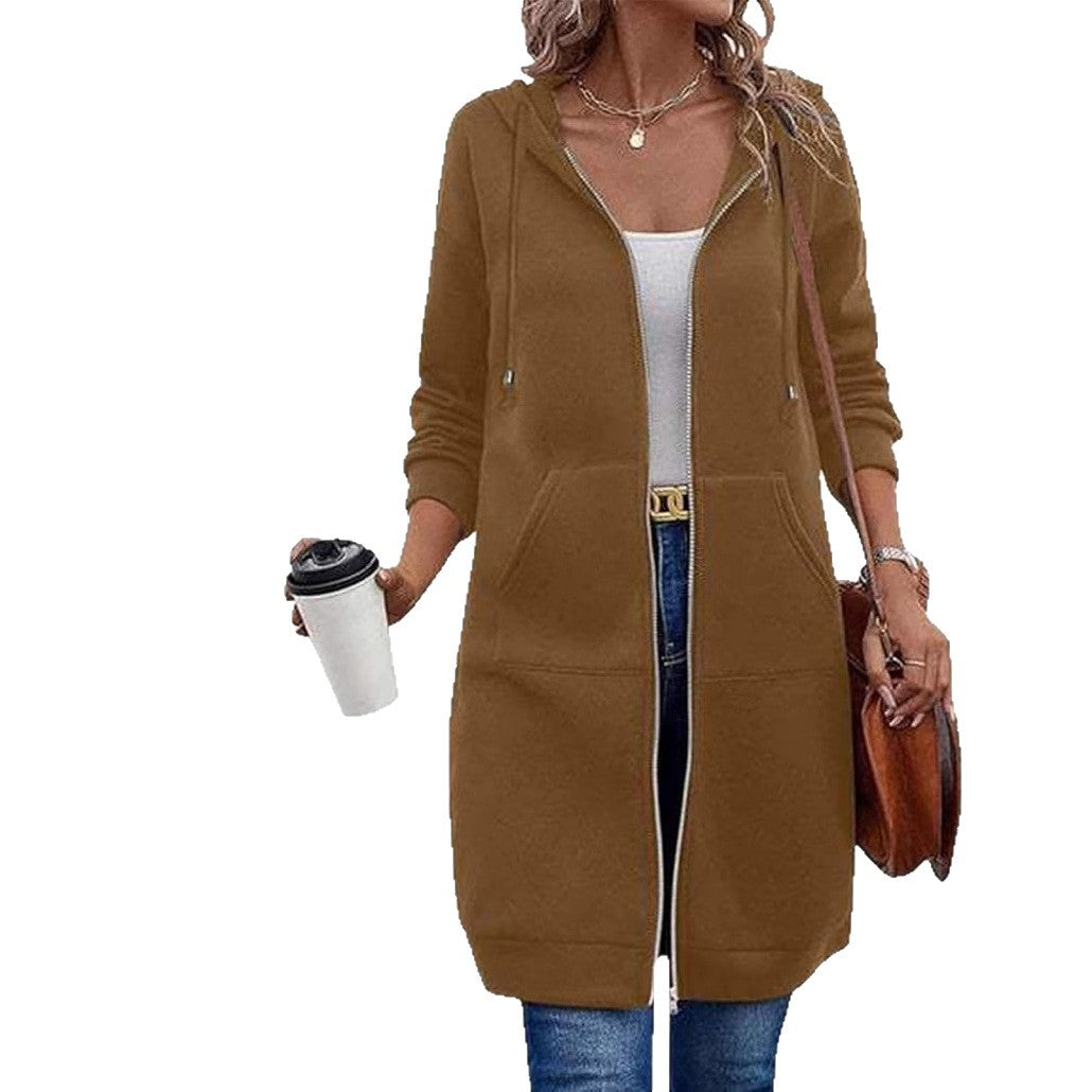Damen Lässige Langarm Hoodie-Jacke