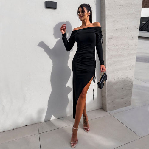 Damen Wickelkleid mit asymmetrischem Schnitt und raffinierten Rüschendetails Drune