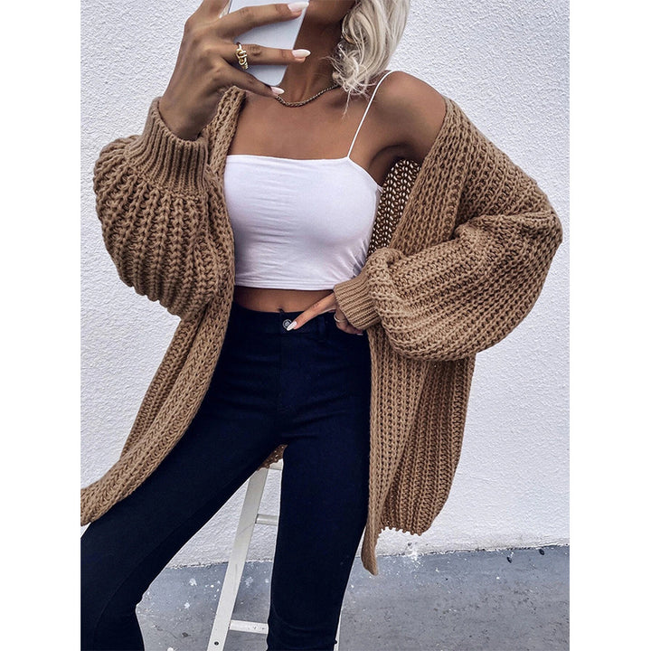 Damen Kuschel-Cardigan im Cocoon-Schnitt mit überlangen Ärmelbündchen und offener Front Drune
